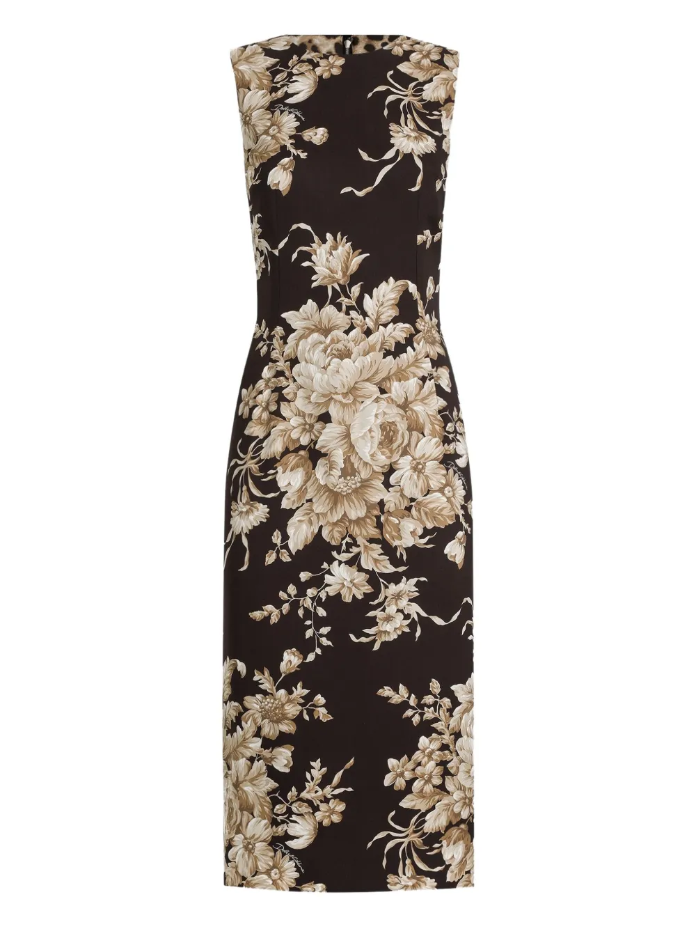 Dolce & Gabbana Floral-print Sleeveless Midi Dress In Black