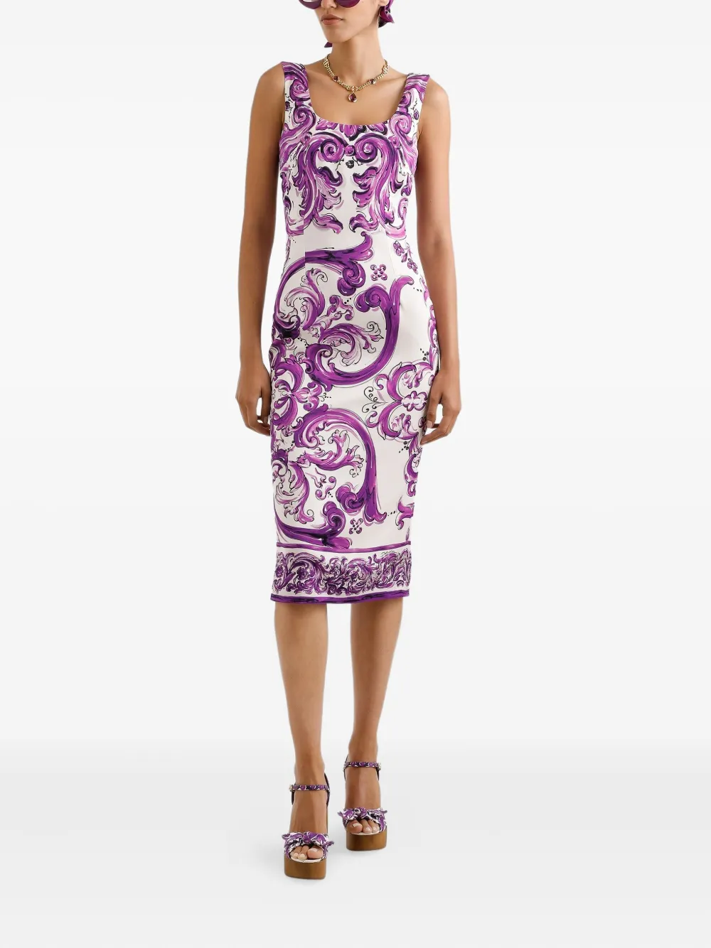 Dolce & Gabbana Midi-jurk met print - Wit