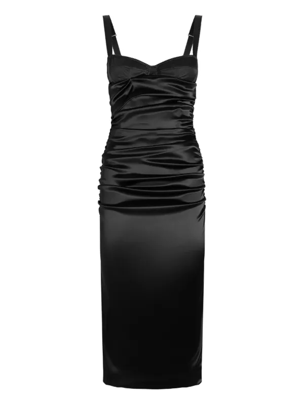Dolce & Gabbana Ruched Satin Dress | Black | FARFETCH