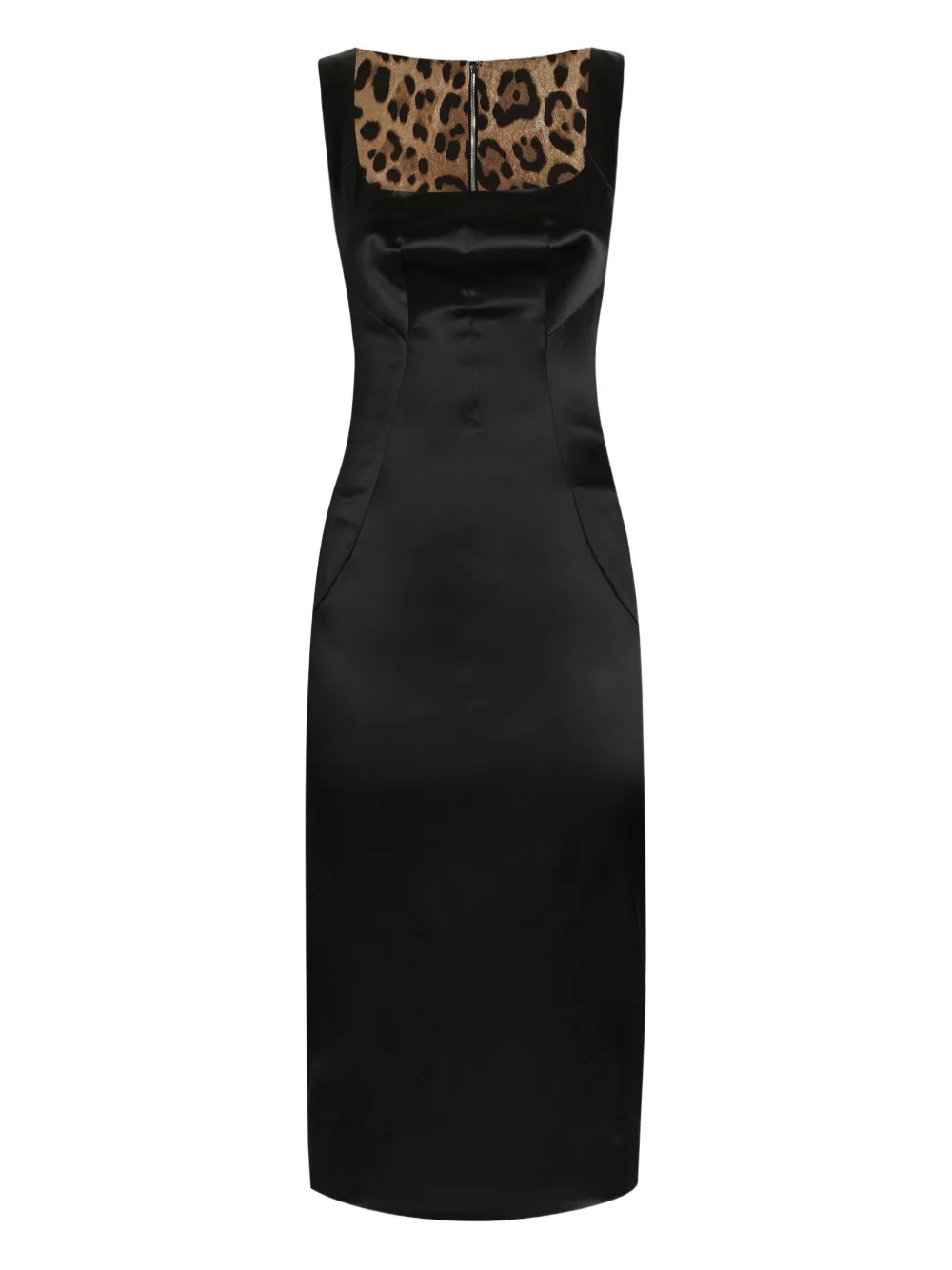 Dolce & Gabbana Square-neck Satin Midi Dress In Black