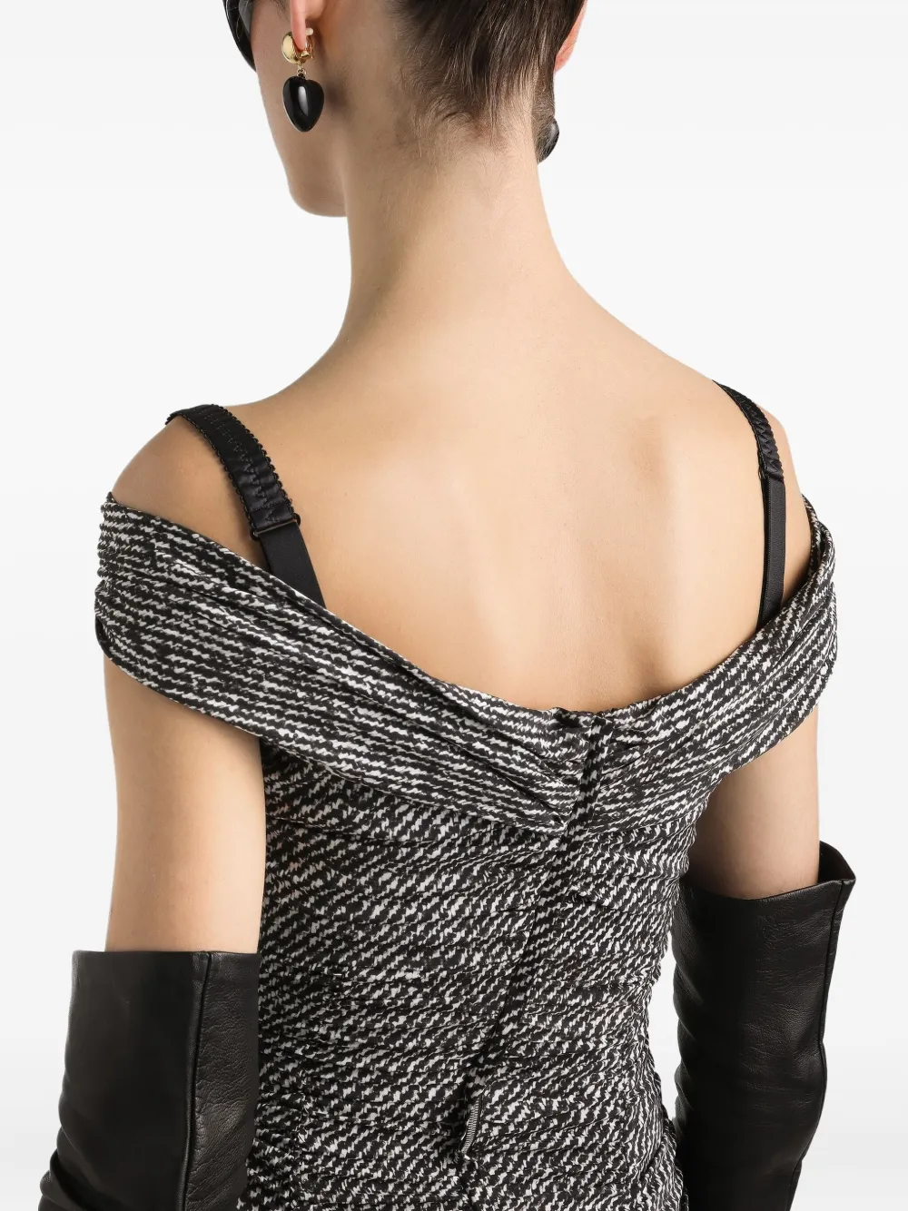 Dolce & Gabbana Draped Silk Dress Bandeau Neckline In Black