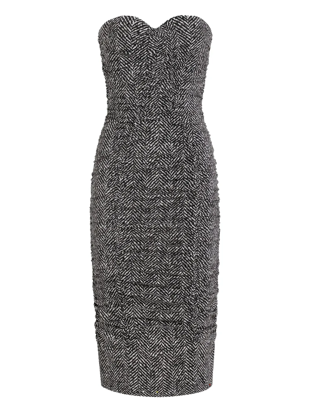 Dolce & Gabbana Chevron Strapless Midi Dress In Gray