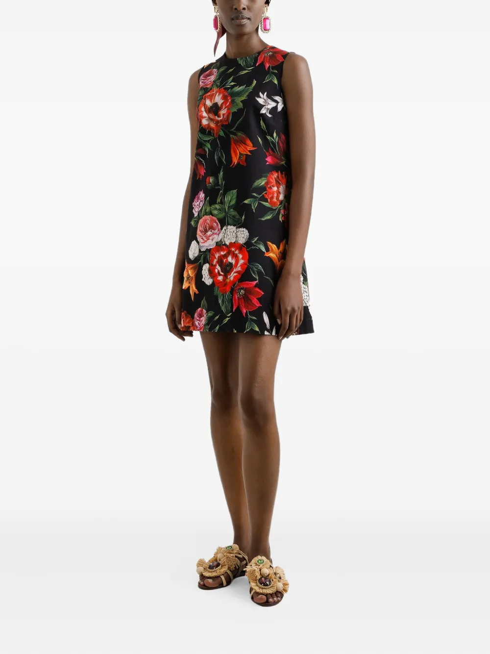 Dolce & Gabbana Mini-jurk met bloemenprint - Zwart
