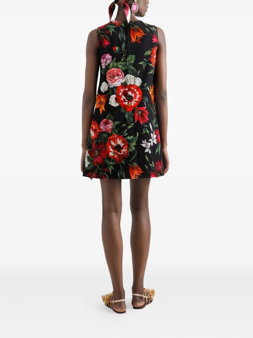 Dolce & Gabbana Mini-jurk met bloemenprint Zwart