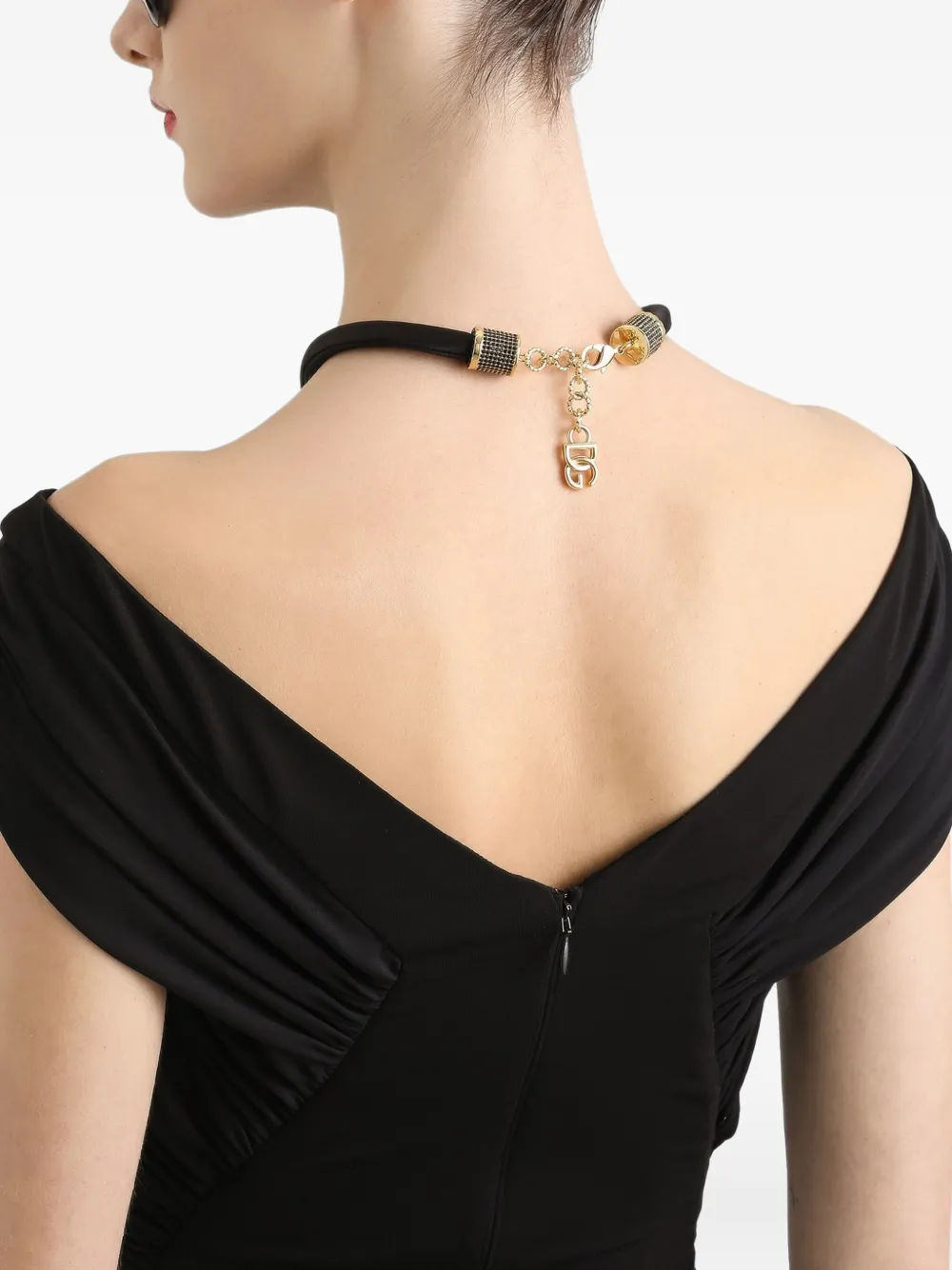 Dolce & Gabbana Off-shoulder midi-jurk Zwart