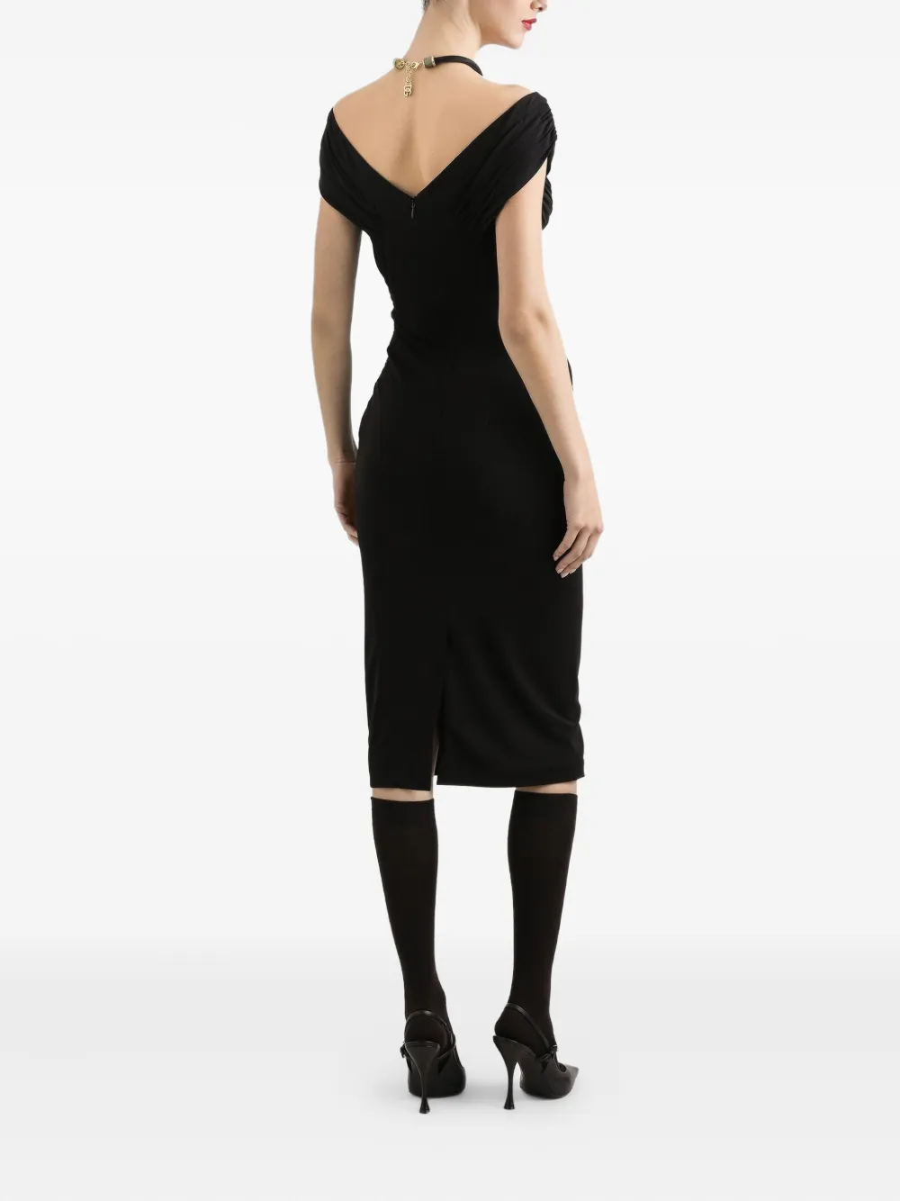 Dolce & Gabbana Off-shoulder midi-jurk Zwart