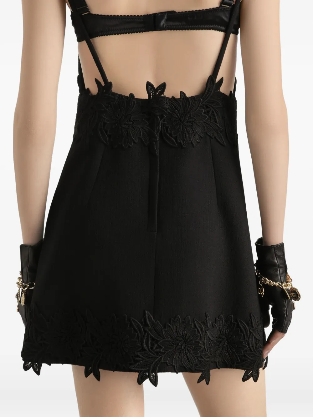 Dolce & Gabbana Mini-jurk met kanten detail Zwart