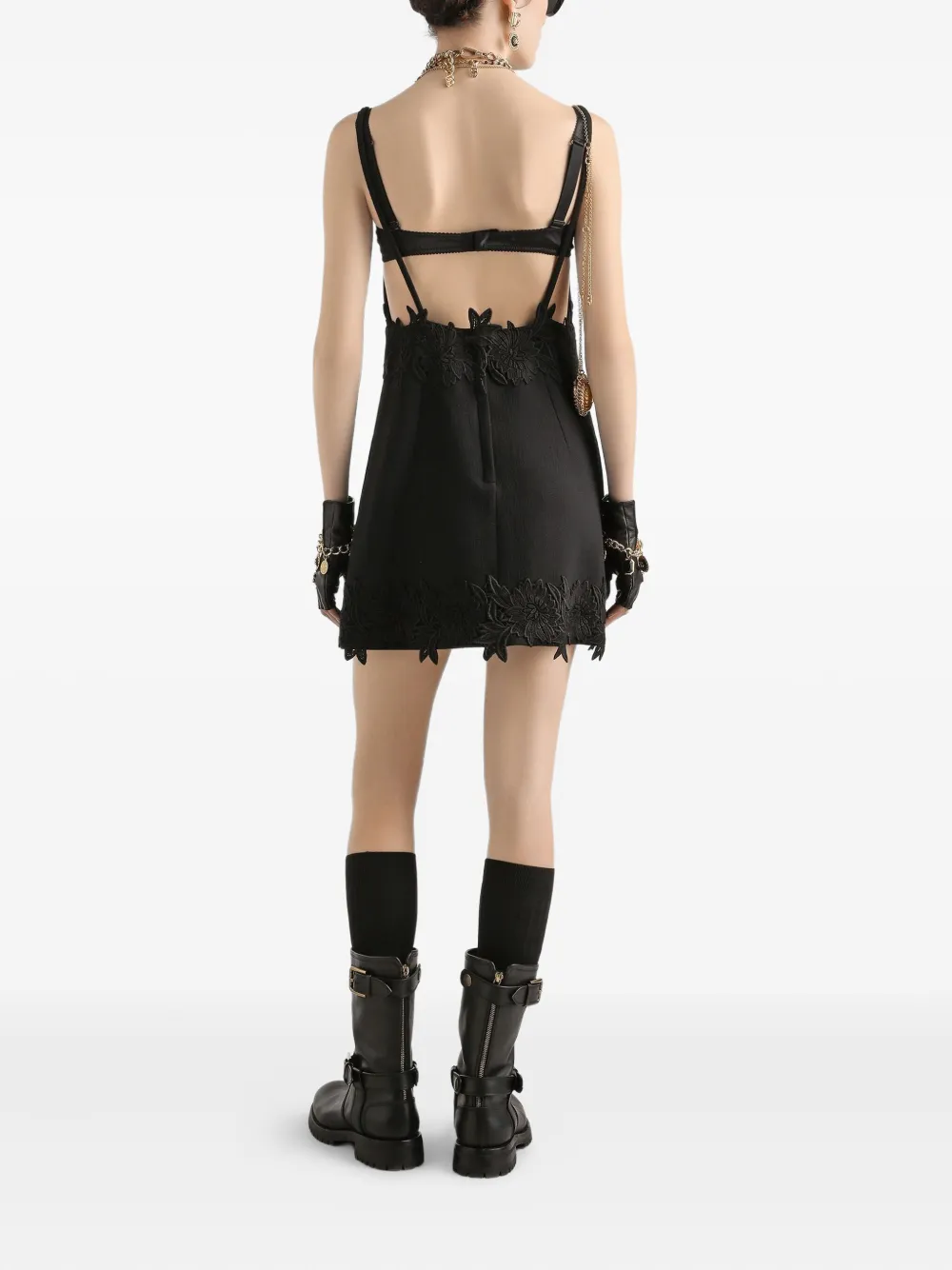 Dolce & Gabbana Mini-jurk met kanten detail Zwart