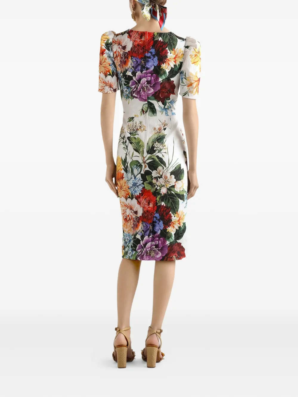 Dolce & Gabbana Midi-jurk met bloemenprint Wit