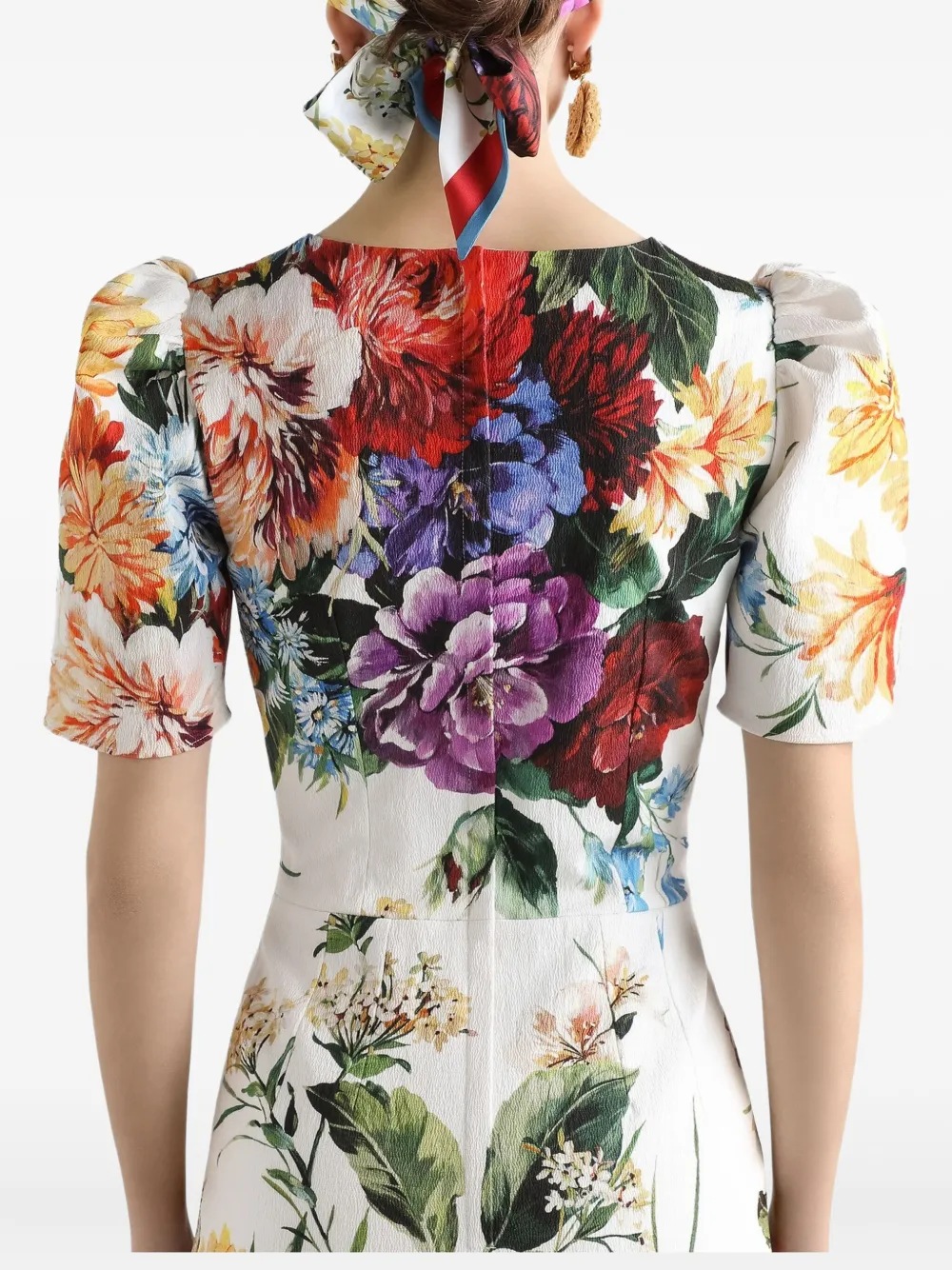 Dolce & Gabbana Midi-jurk met bloemenprint Wit
