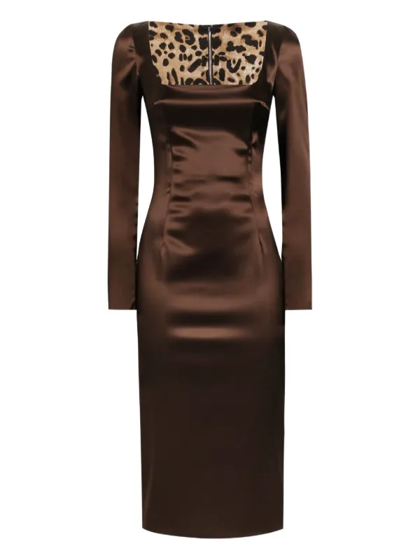 brown square neck midi dress Laila Square Neck Midi Dress