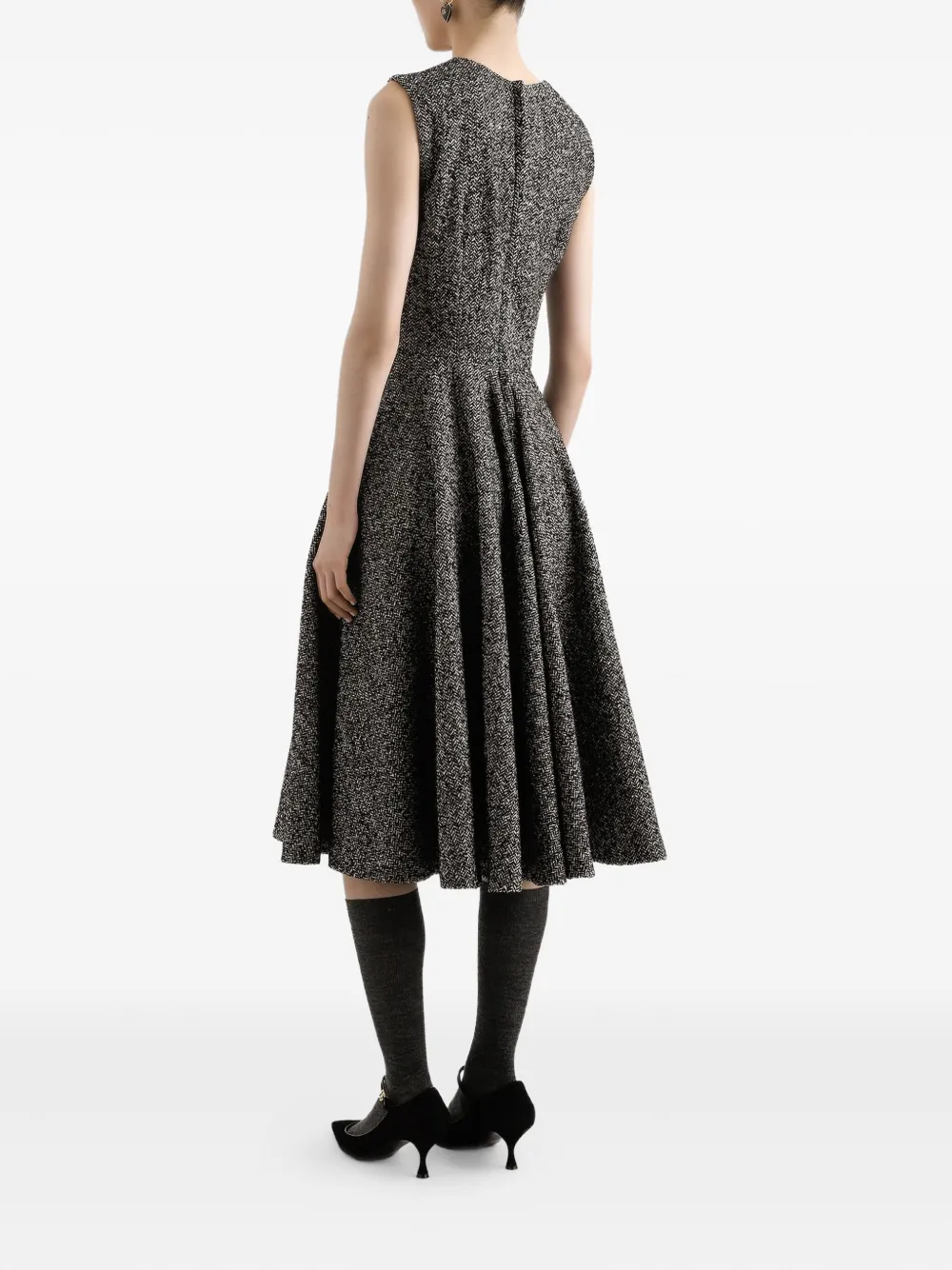 Dolce & Gabbana Geplooide midi-jurk Zwart