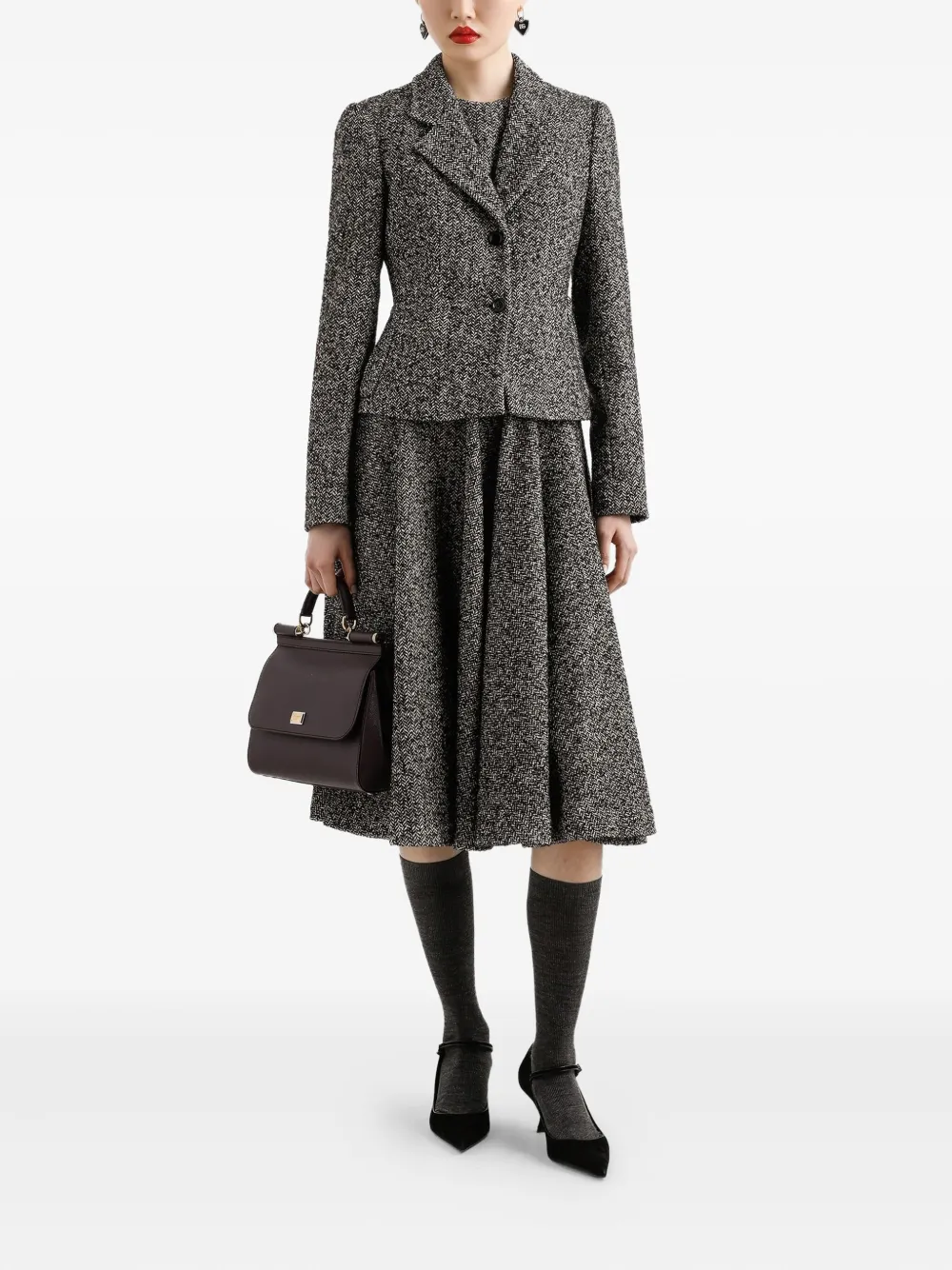 Dolce & Gabbana Geplooide midi-jurk - Zwart