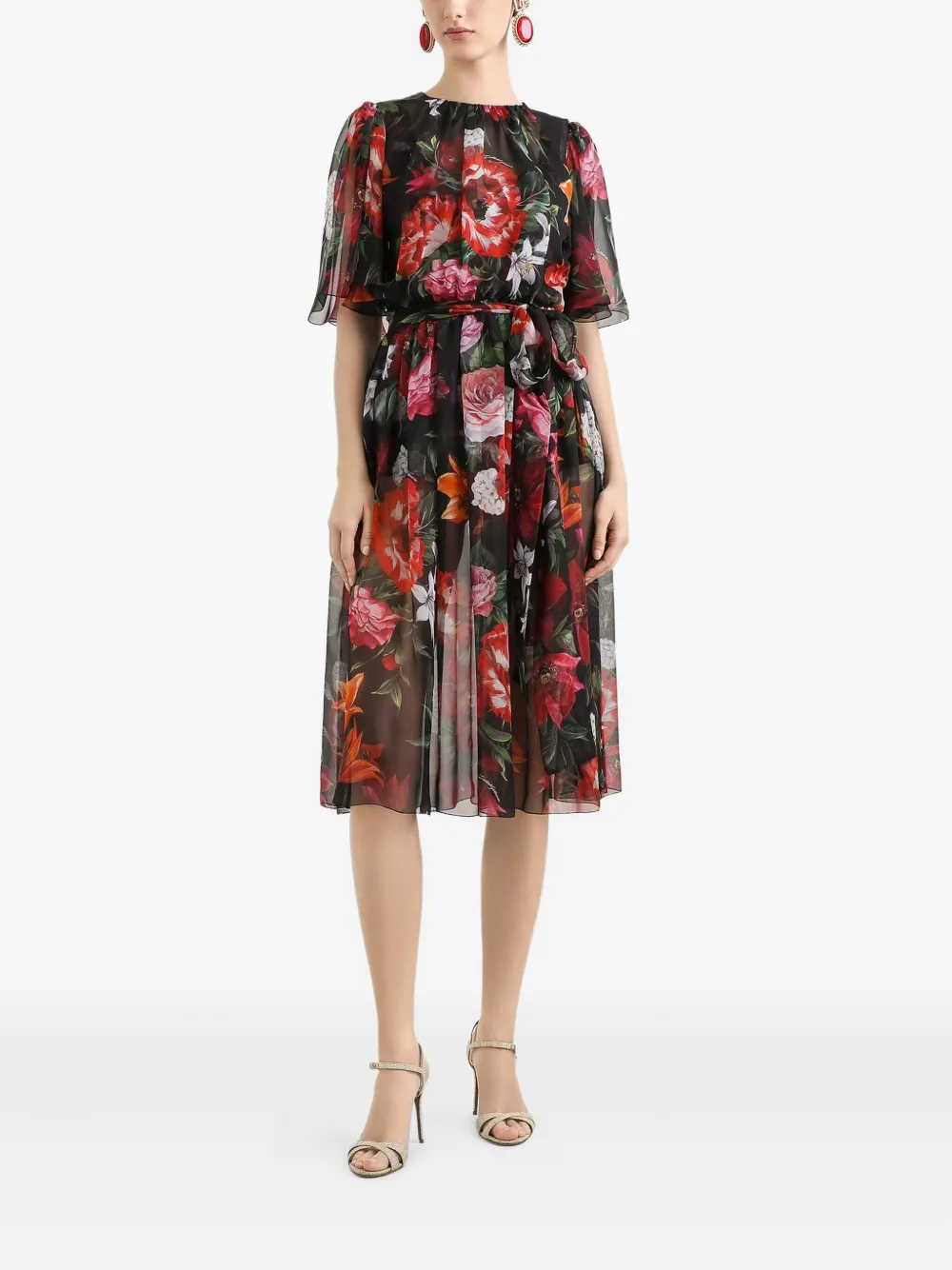 Dolce & Gabbana Zijden midi-jurk Zwart