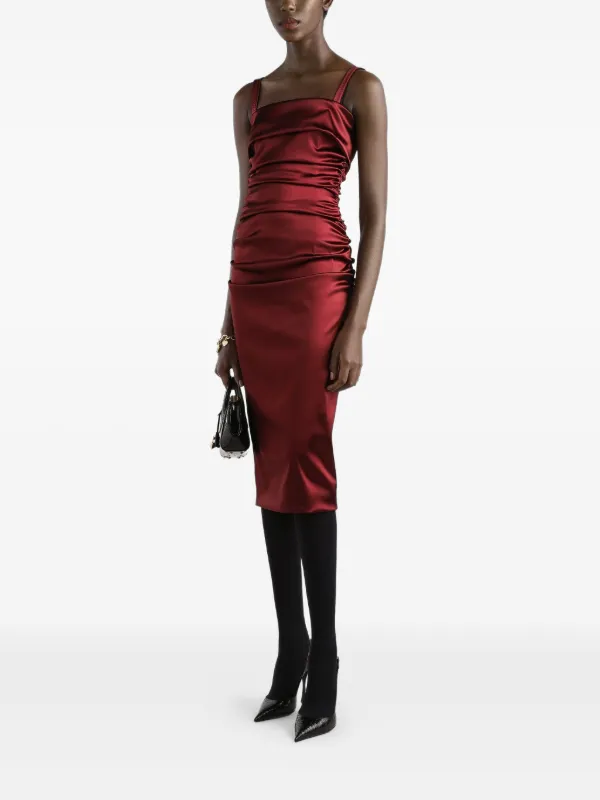 Dolce & Gabbana Dress in Stretch Satin - Woman Burgundy Satin 50