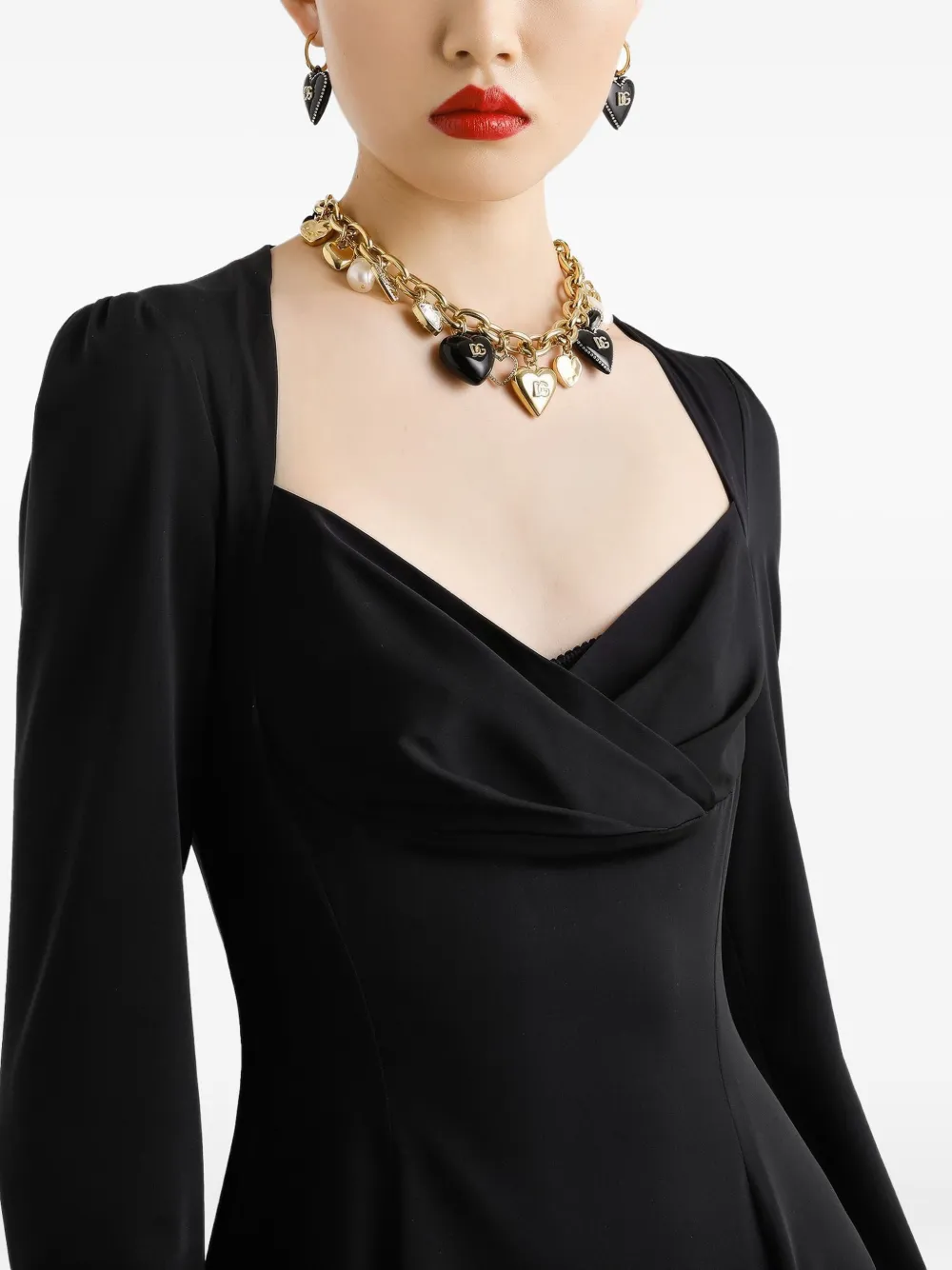 Dolce & Gabbana Sweetheart-neckline Flared Dress In Black