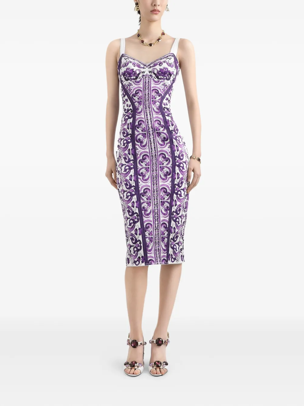 Dolce & Gabbana Midi-jurk met print Wit