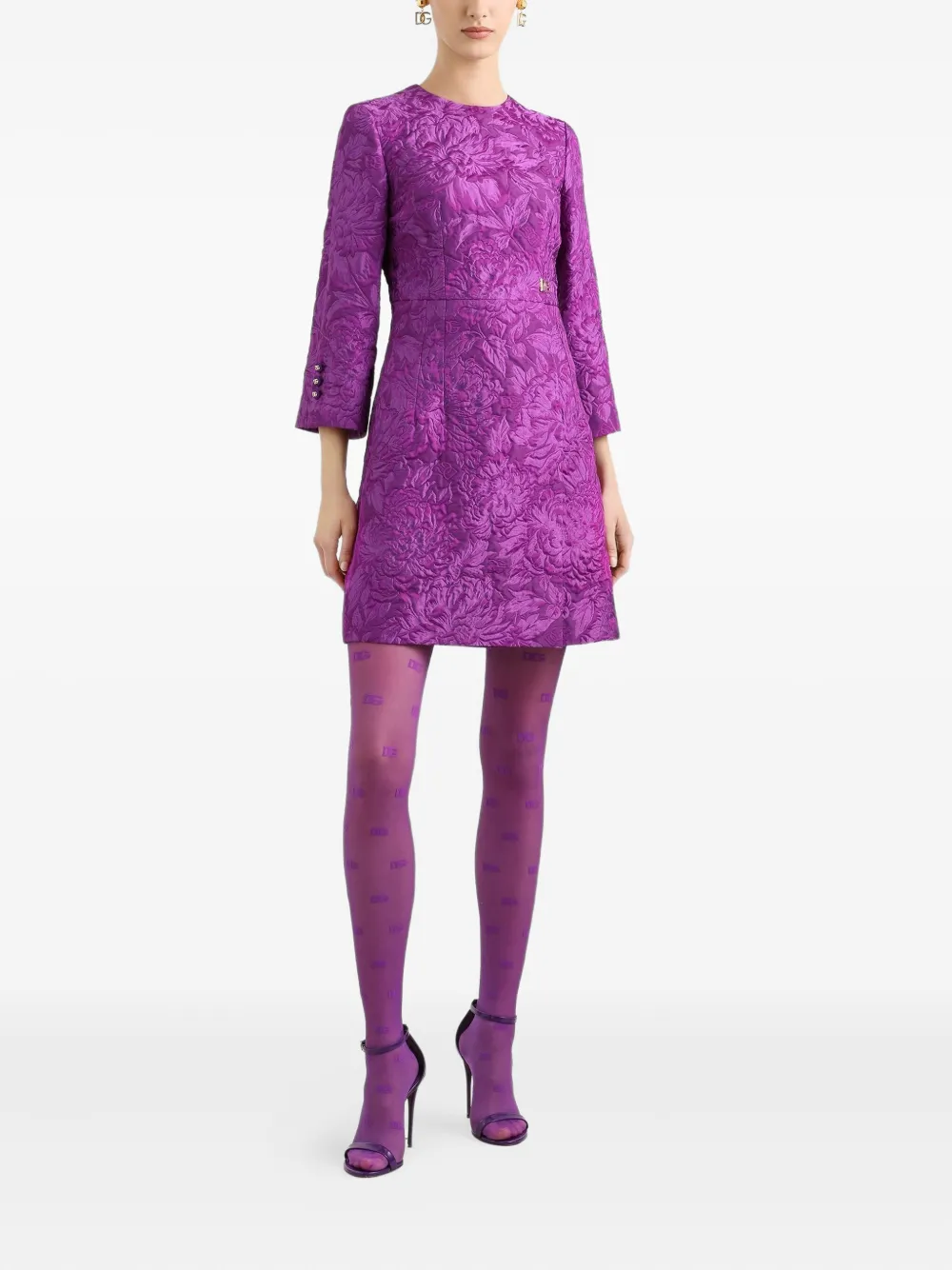 Dolce & Gabbana Mini-jurk met jacquard - Paars