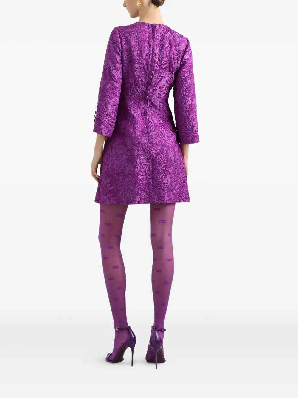 Dolce & Gabbana Jacquard Mini Dress In Gold