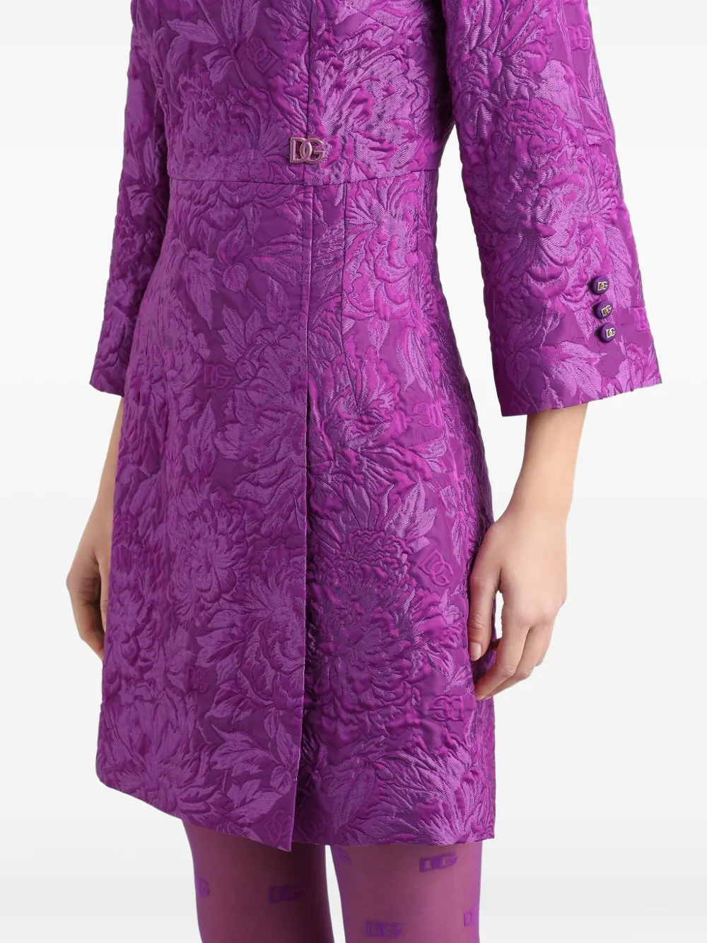 Dolce & Gabbana Jacquard Mini Dress In Gold