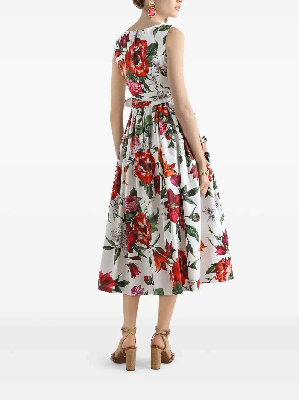 Dolce & Gabbana Midi-jurk met bloemenprint Wit