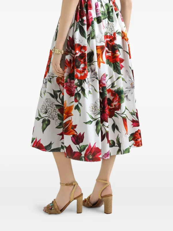 Dolce & Gabbana floral-print Midi Dress | White | FARFETCH