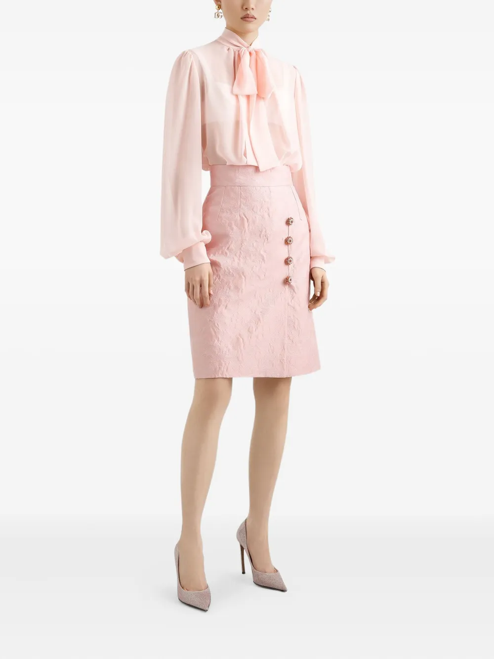 Dolce & Gabbana bow-tie high-neck blouse - Roze
