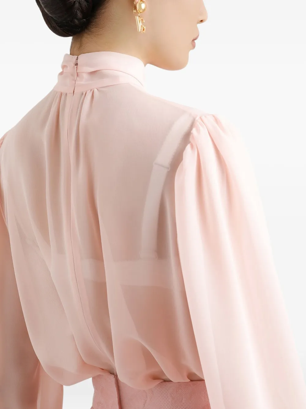 Dolce & Gabbana Blouse met hoge hals en vlinderstrik Roze