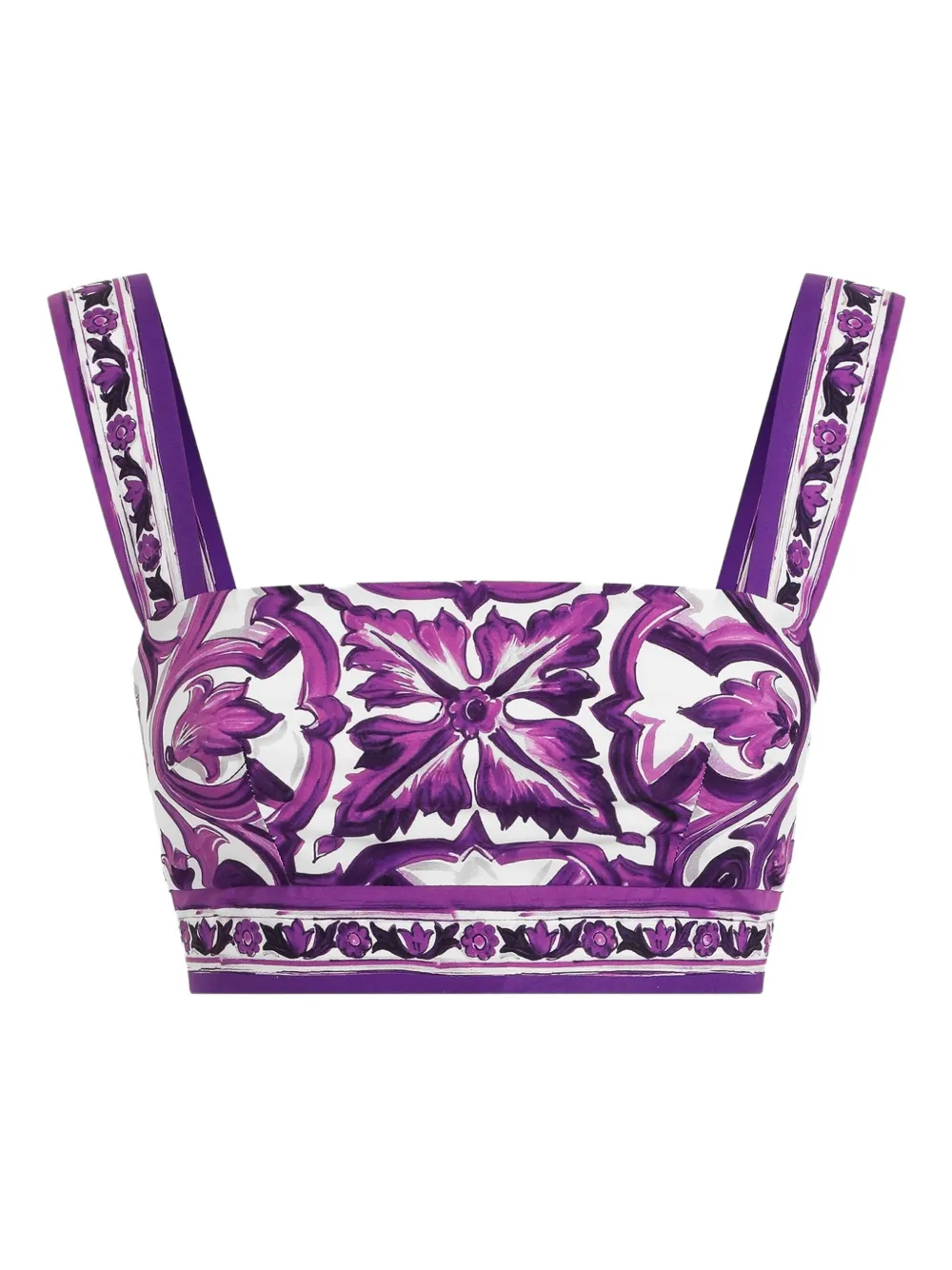 Dolce & Gabbana top estilo bralette con estampado Mayólica | blanco | Image 1