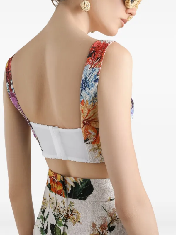 Dolce Gabbana Stretch Bralette Top with Gardenia Print