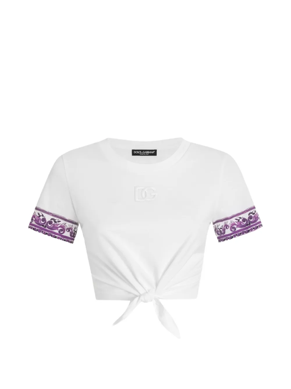 Dolce & Gabbana T-shirt in cotone con applicazione logo - Bianco