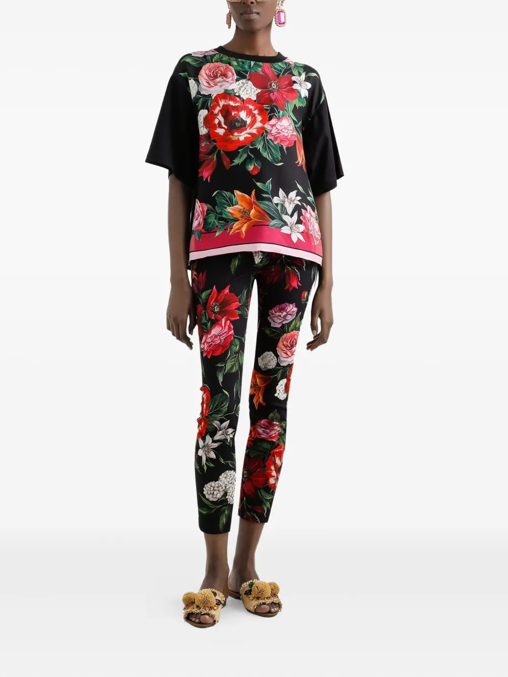 Dolce & Gabbana T-shirt van katoen-zijdeblend Zwart