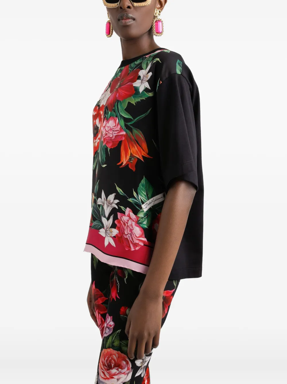 Dolce & Gabbana T-shirt van katoen-zijdeblend Zwart