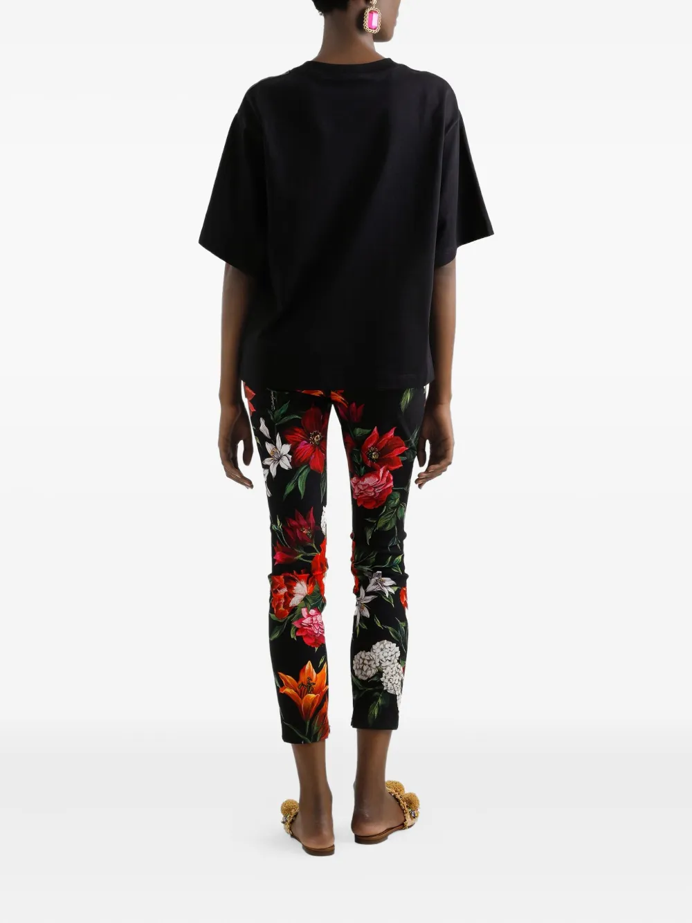 Dolce & Gabbana T-shirt van katoen-zijdeblend Zwart