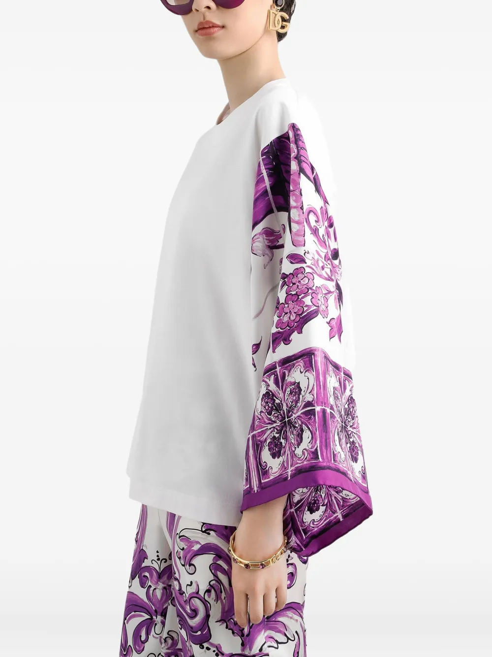 Dolce & Gabbana Blouse met Majolica-print Wit