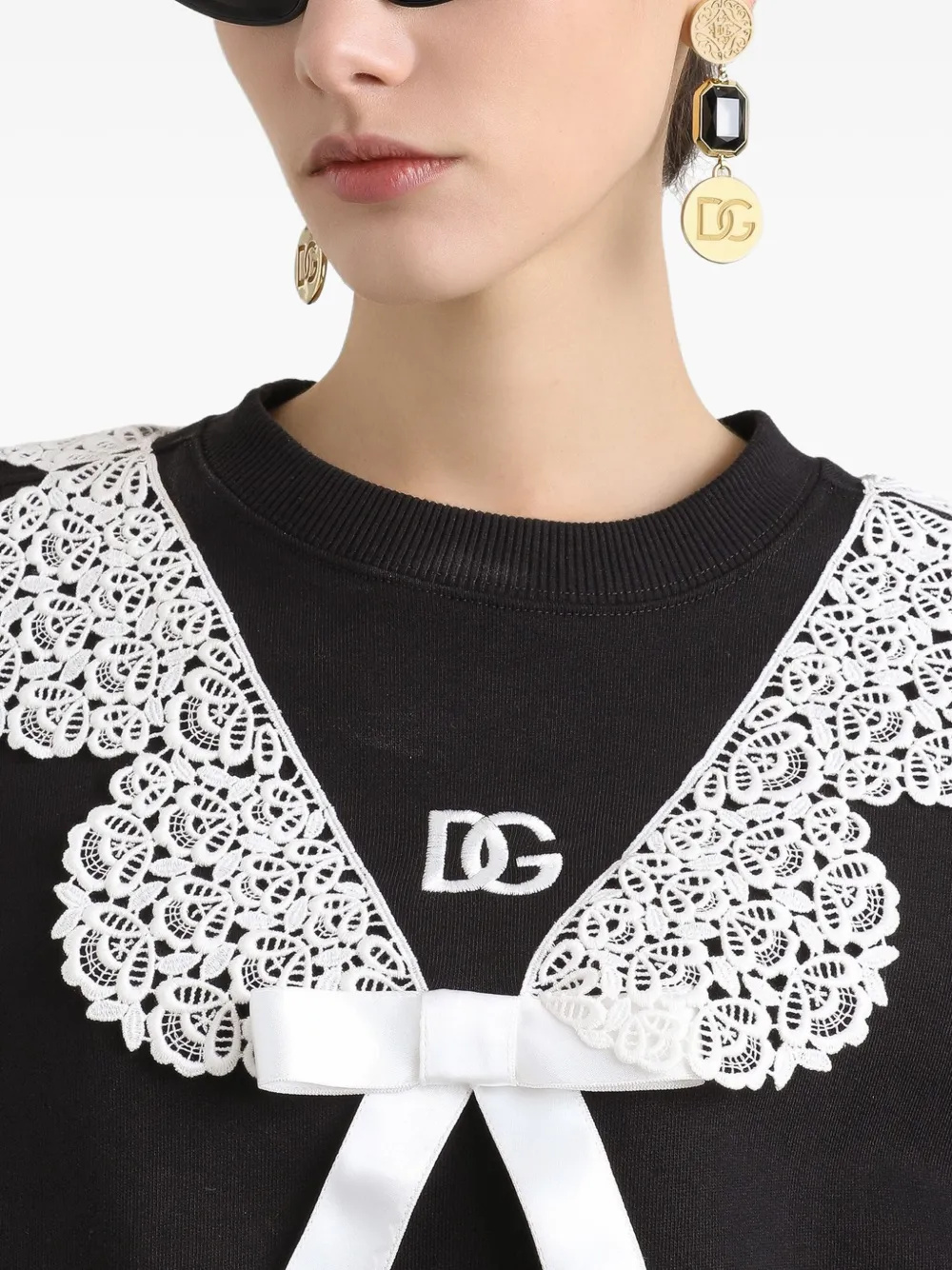 Dolce & Gabbana Sweater met kanten detail Zwart