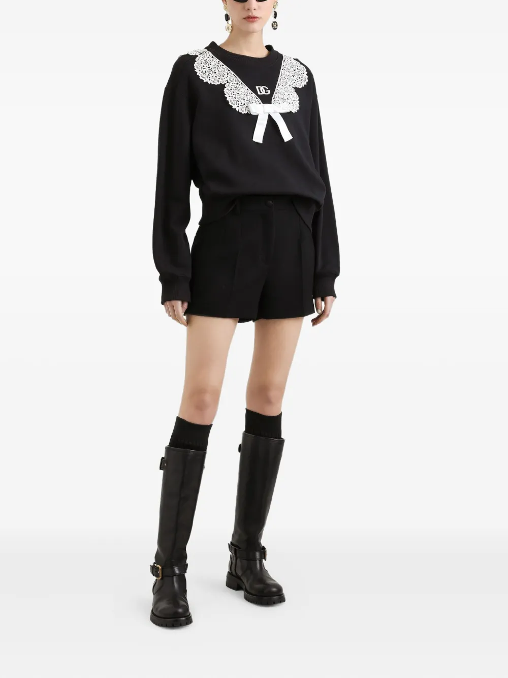Dolce & Gabbana Sweater met kanten detail Zwart