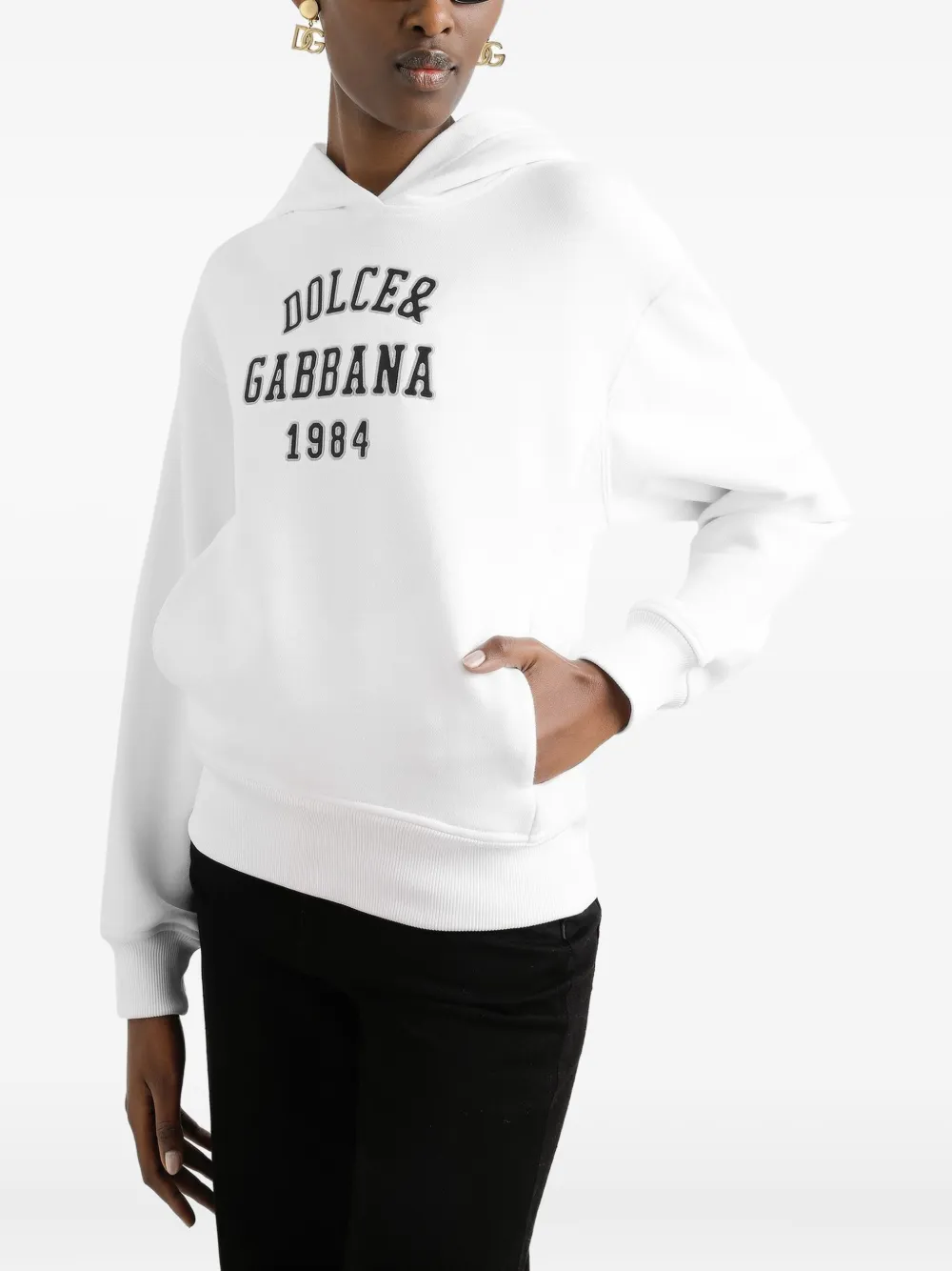Dolce & Gabbana Hoodie met geborduurd logo Wit