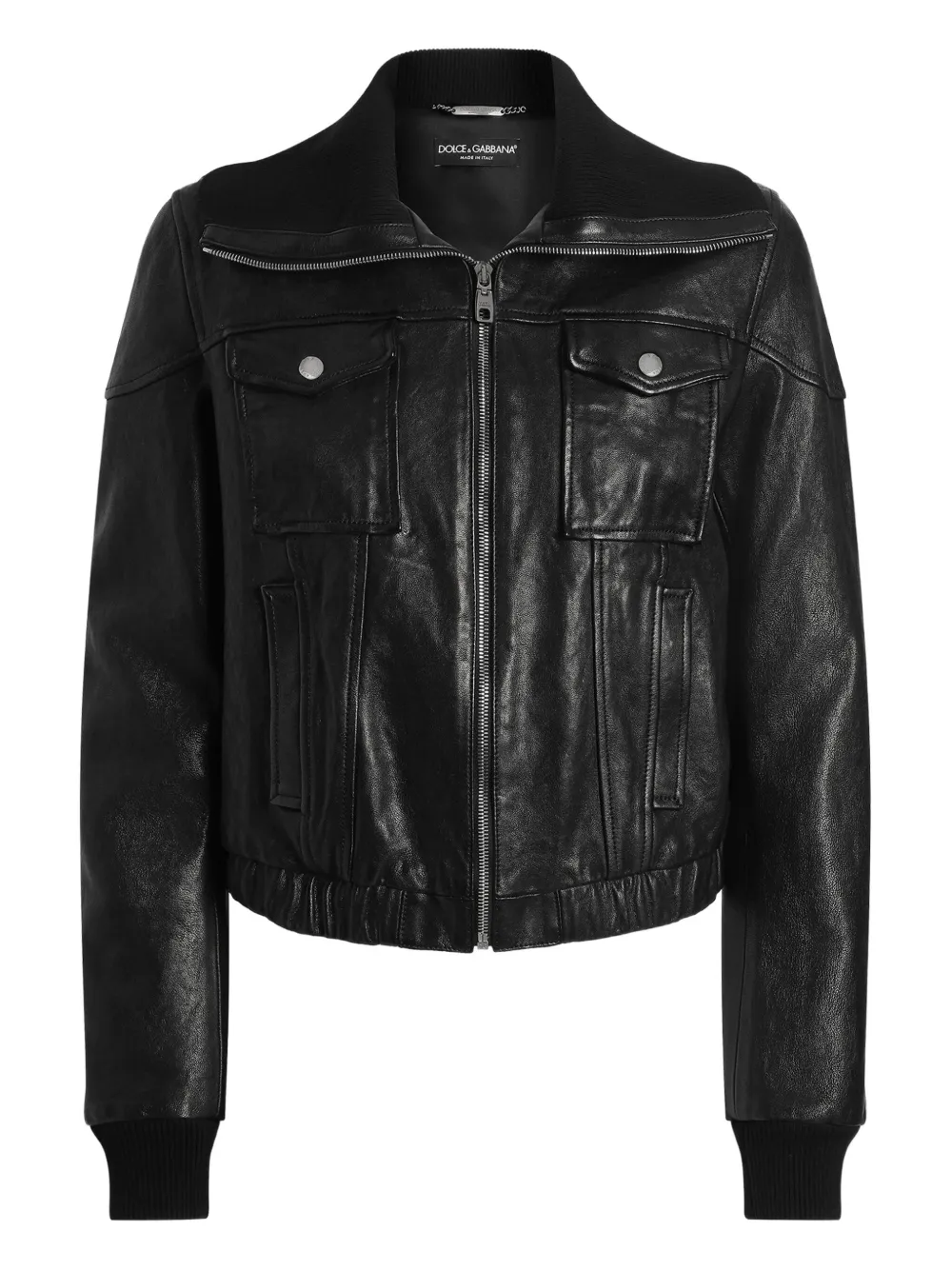 Dolce & Gabbana Bomber-style Leather Jacket In Black