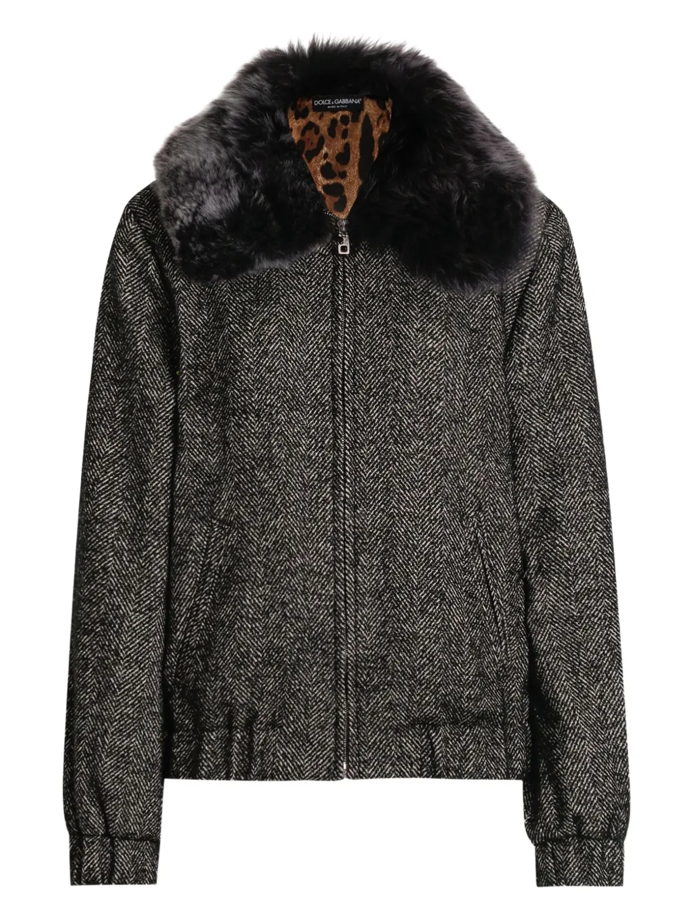 Dolce & Gabbana Herringbone Bomber Jacket In Multi