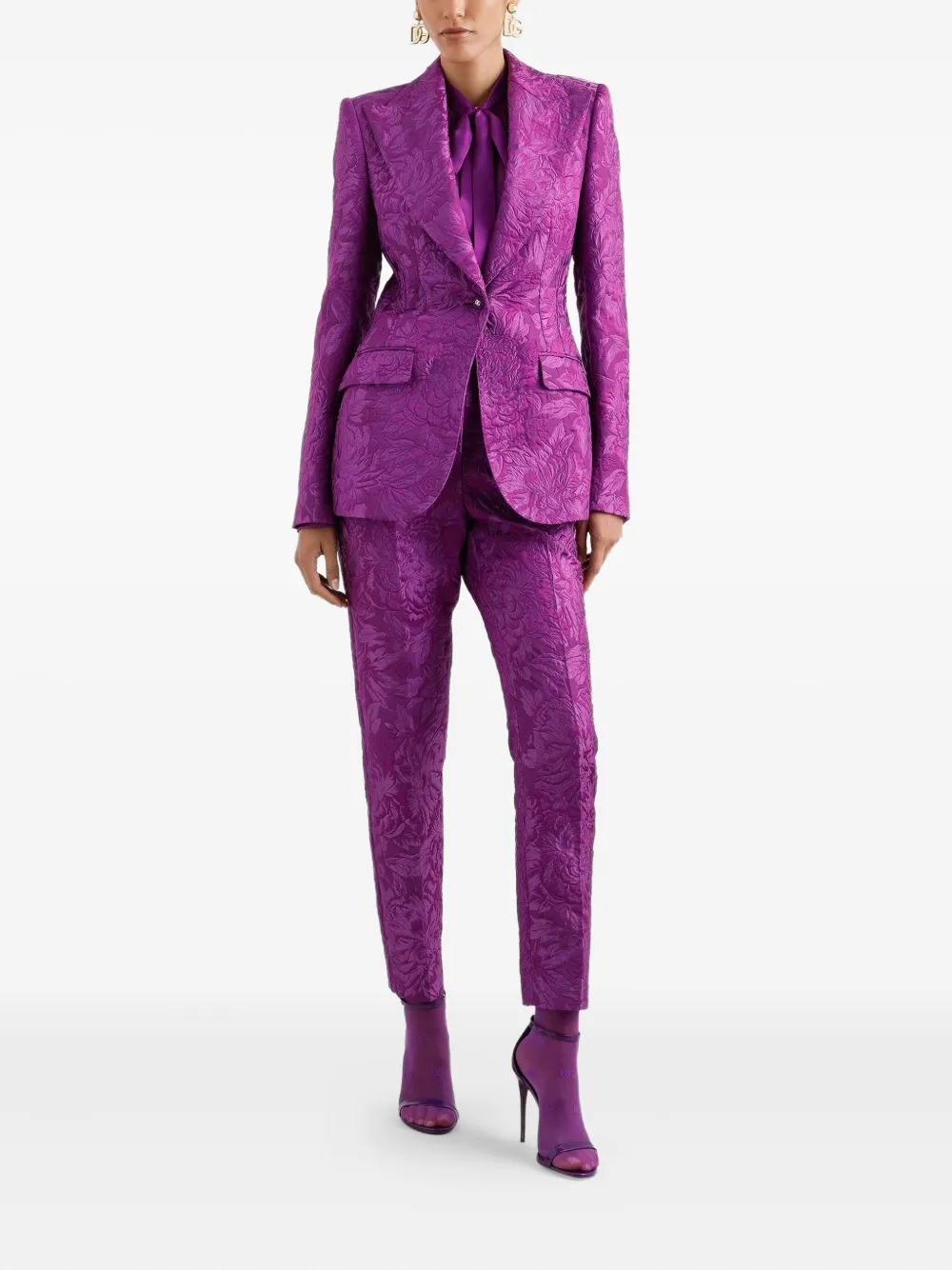 Dolce & Gabbana Pantalon met bloemenbrokaat Paars