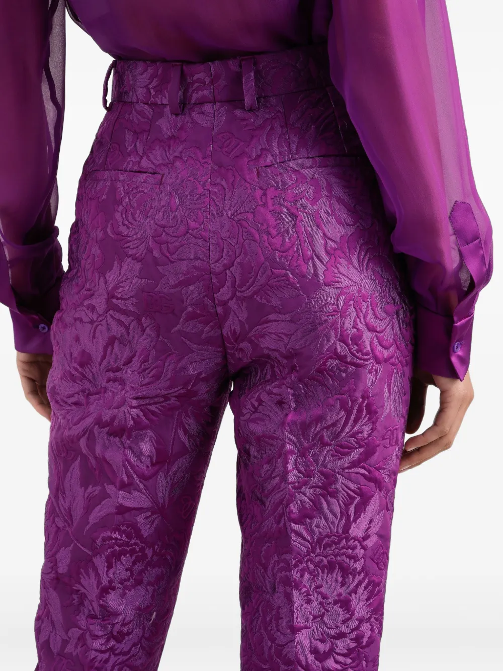 Dolce & Gabbana Pantalon met bloemenbrokaat Paars