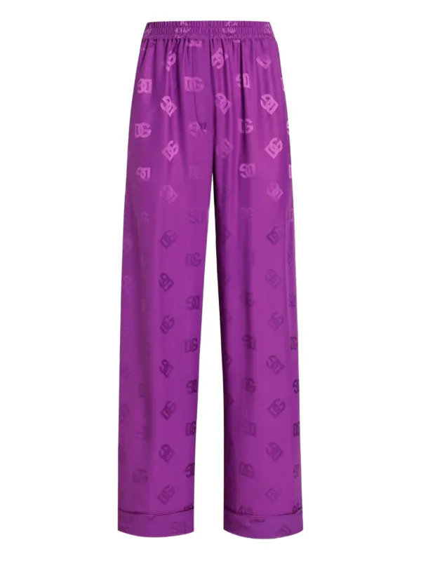 DOLCE&GABBANA Purple Coating Pants 46 Dolce & Gabbana Silk logo 