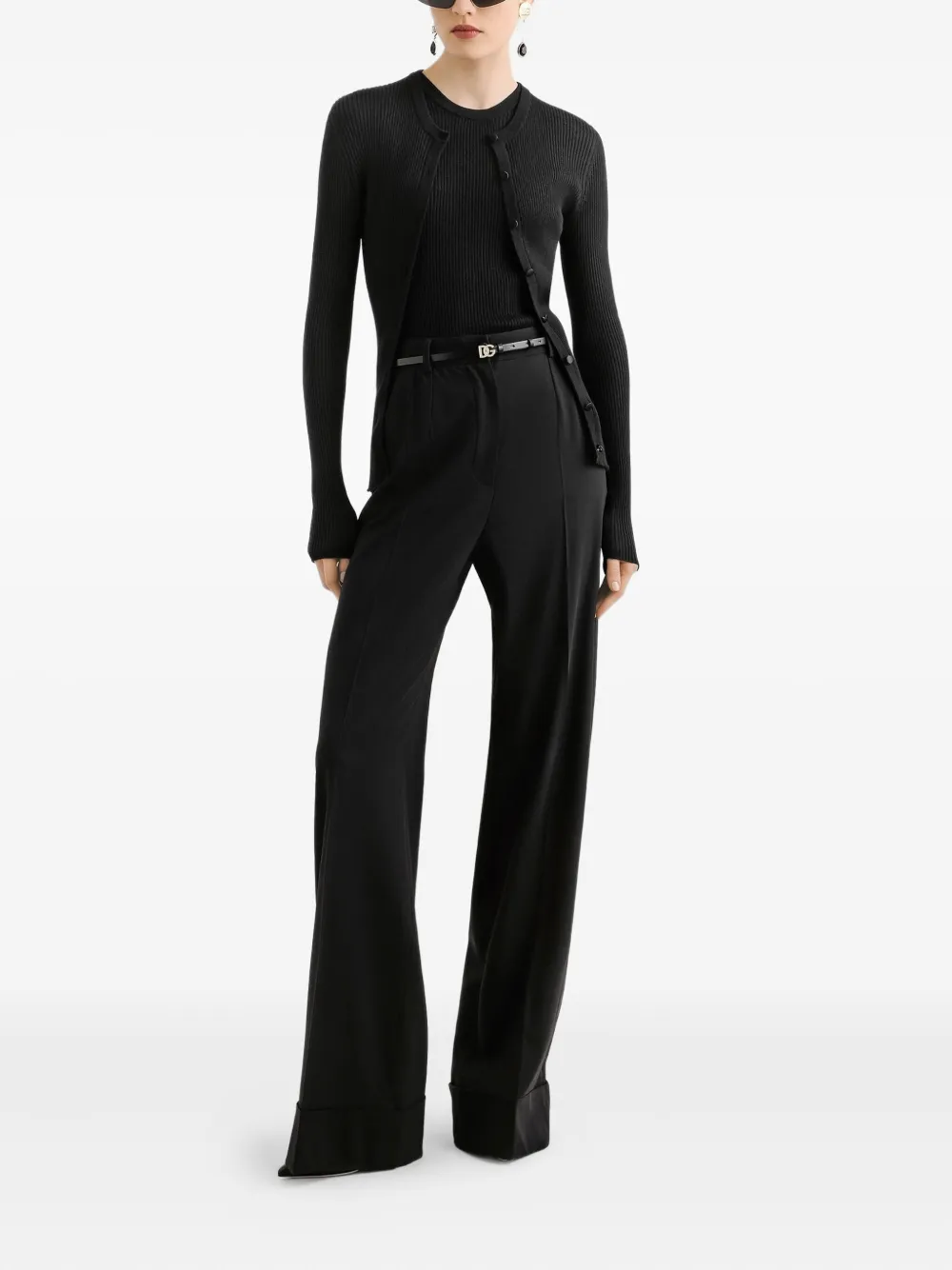 Dolce & Gabbana Plooibroek met wijde pijpen - Zwart