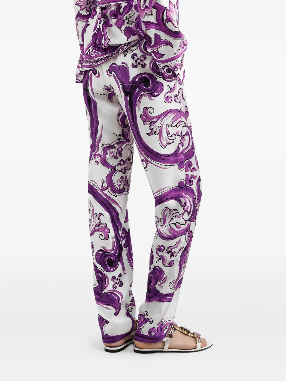 Dolce & Gabbana Silk Trousers In Purple