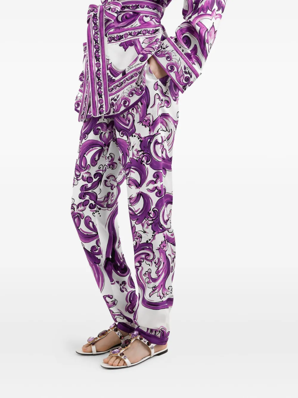 Dolce & Gabbana Silk Trousers In Purple