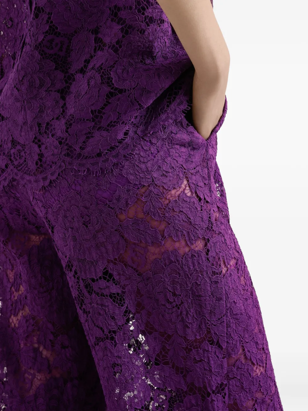 Dolce & Gabbana Lace-detailing Trousers In Purple