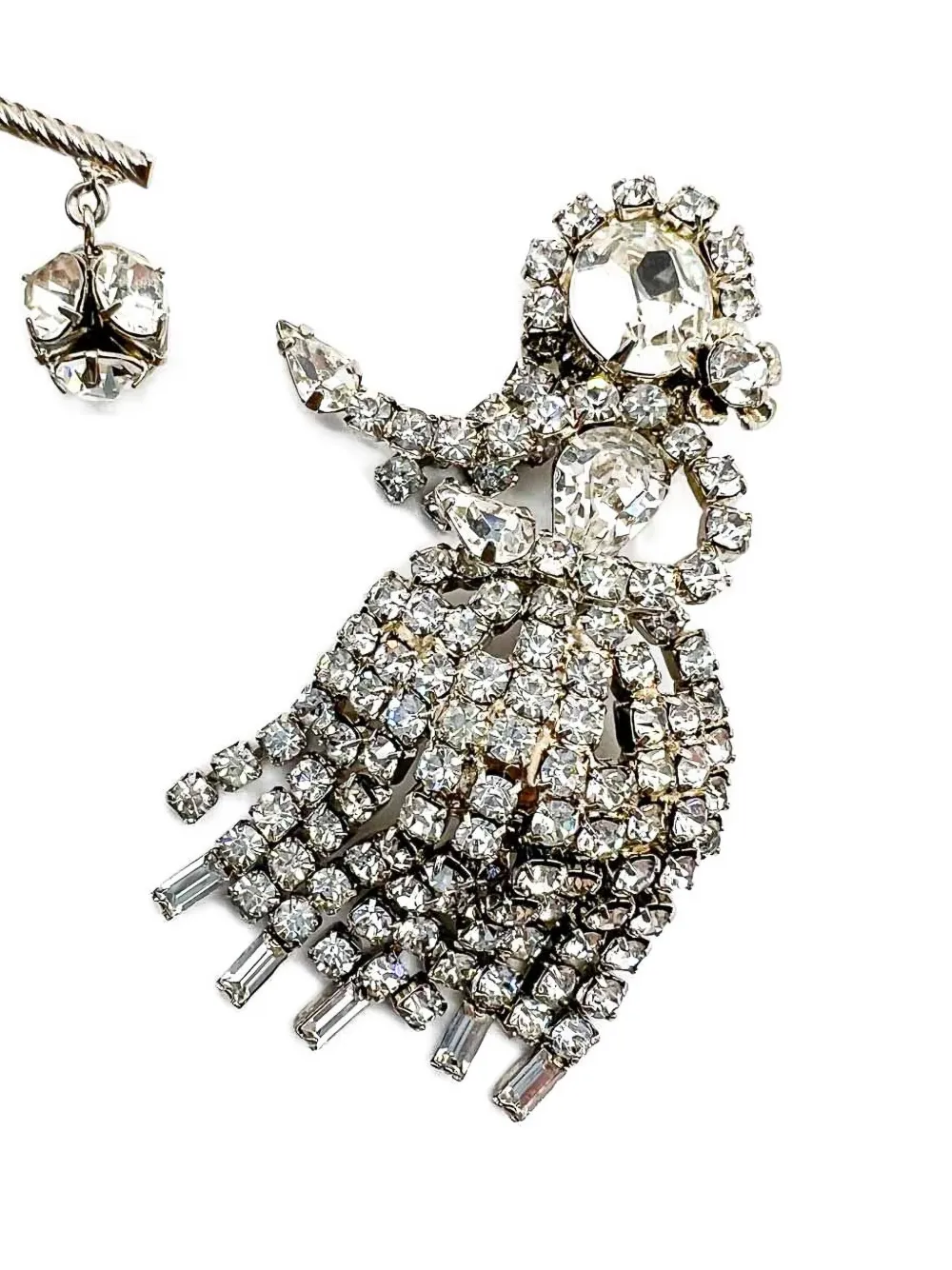 Pre-owned Jennifer Gibson Jewellery 1950s Pakula Figural Rhinestone Brooches In Silver