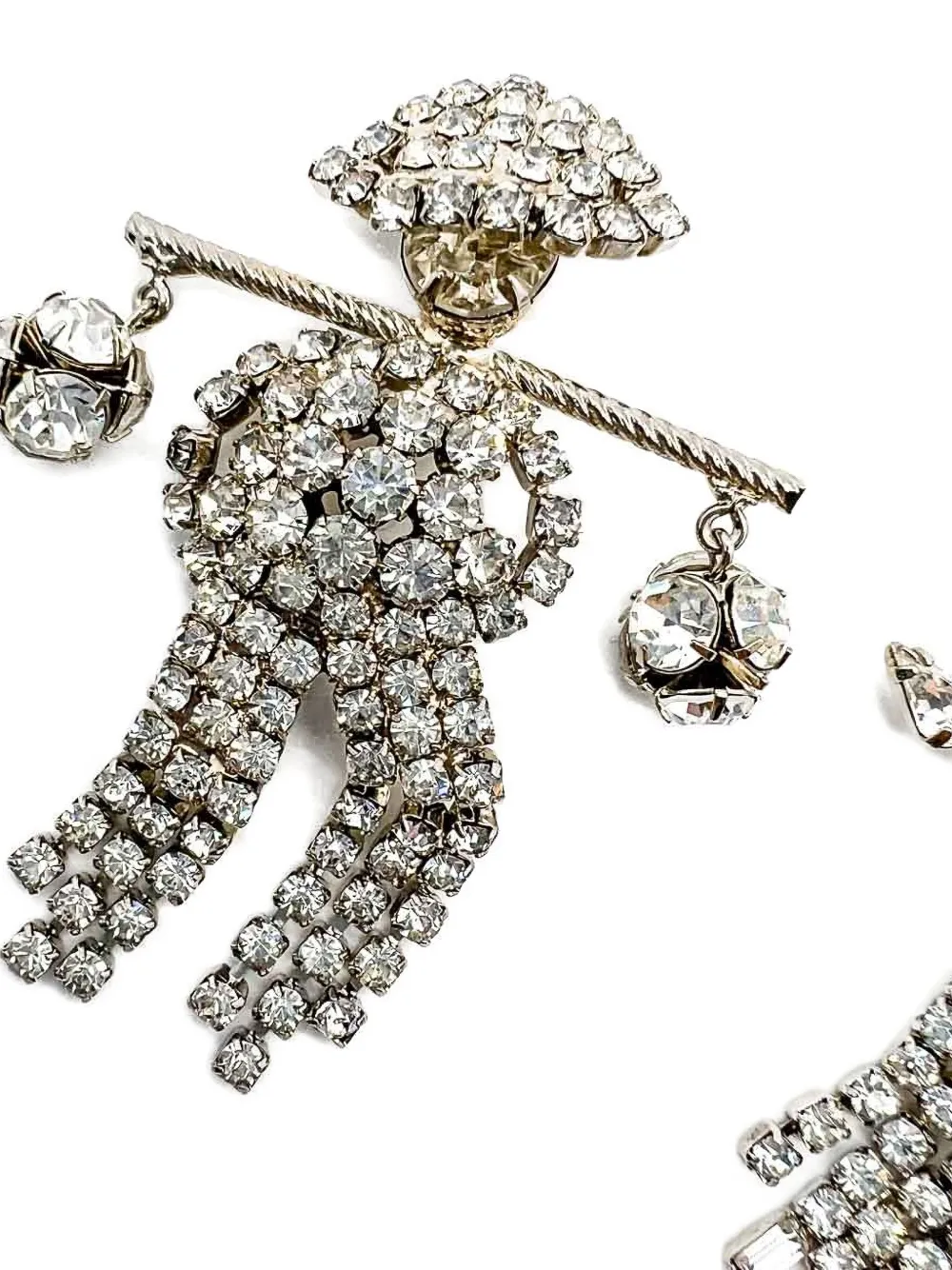 Pre-owned Jennifer Gibson Jewellery 1950s Pakula Figural Rhinestone Brooches In Silver