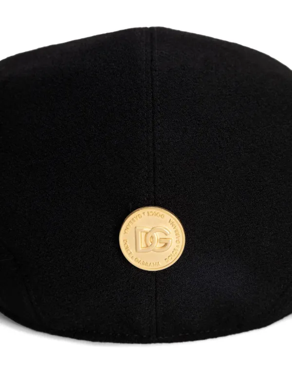 Dolce & Gabbana Crepe Hat Wool crepe cap with DG coin in Black for Women | Dolce&Gabbana® main image 3